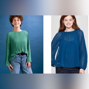 ✨ Bundle Deal: 2 Pleated Long-Sleeve Blouses – $30 ✨